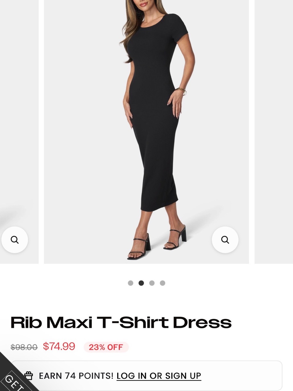 bebe Black Short-Sleeve Ribbed Maxi Dress